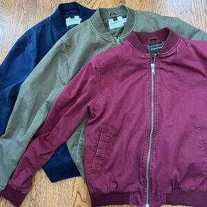 Three Topman Burgundy Bomber Jacket with Zip Front